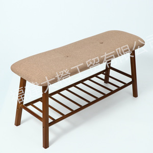 <b>Bamboo</b> Shoe Changing <b>Stool</b> With Storage Rack For Home Living Room Bedroom Use Space Saving Design Customizable Color - Product Image 4