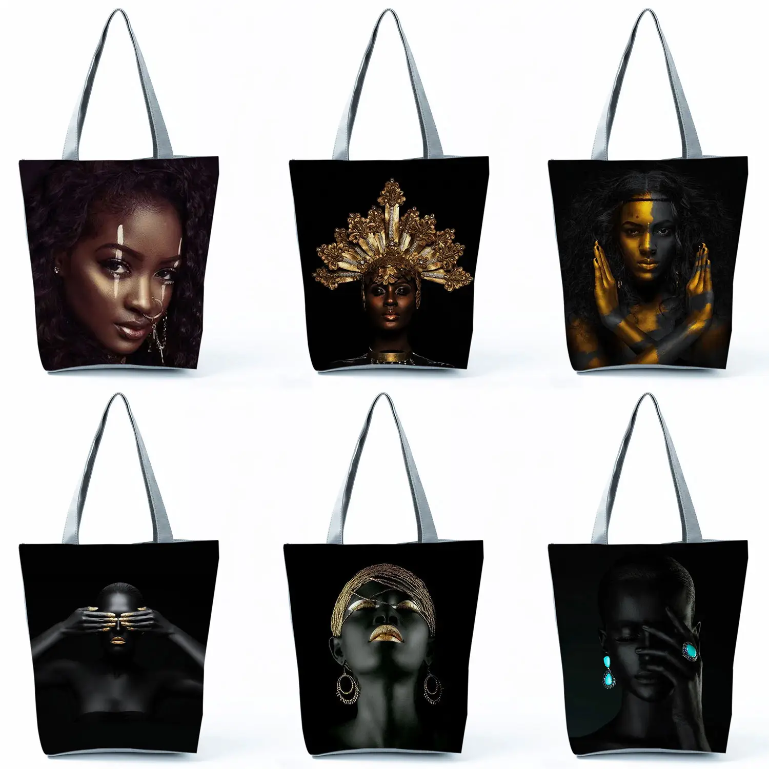 African Art Gold And Silver Women Fashion Handbags New Trend Hipster Retro Tote High Capacity Portable Shoulder Shopping Bags