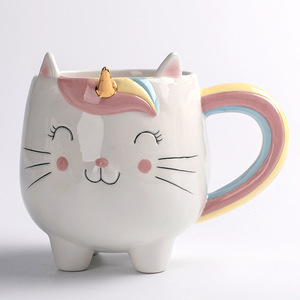 Taza de gato de cerámica con forma de sonrisa de la suerte, vaso de café de oro blanco y menta, para bebidas y cara de gato <span class=keywords><strong>Simon</strong></span> - Product Image 2