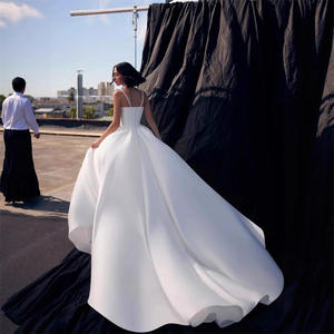 Vestidos de <span class=keywords><strong>novia</strong></span> de satén para mujer, corsé de satén, <span class=keywords><strong>falda</strong></span> sin mangas hasta el suelo, talla grande, maternidad, para novias, estilo de boda, de talla grande, para mujer - Product Image 2