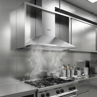90cm Wandmontierte Edelstahl-Dunstabzugshaube Aluminiumfilter LED-Beleuchtung Geräuscharm Luftstrom Elektrisch 220V