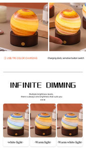 Lampe de table LED portable en verre design moderne couleur noyer Base boule de cristal 3D nom mois chambre à coucher douze étoiles veilleuse du matin - Product Image 3