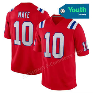 Молодежные Детские высококачественные майки из Новой Англии 10 # Maye, сшитые лимитированные американские футбольные майки - Product Image 5