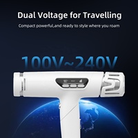 Sèche-cheveux professionnel 100V-240V haute vitesse à air chaud froid pliable ionique double tension avec diffuseur