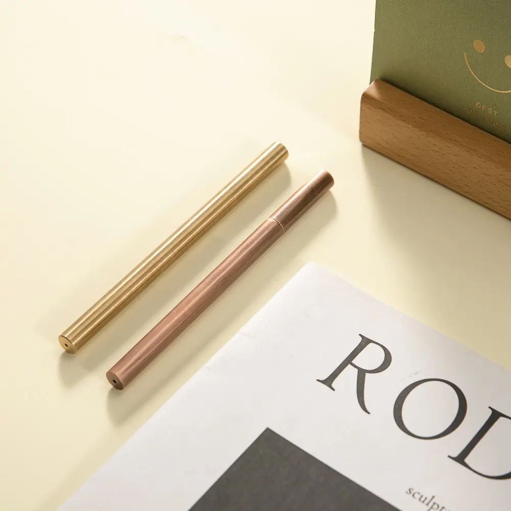 MAXERY Logo personalizzato materiale in rame penna in metallo cancelleria per ufficio scuola regalo penna in ottone di lusso penne a sfera per hotel per ufficio