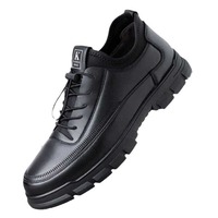 Nouvelles baskets noires à plateforme pour hommes, en similicuir, à lacets, antidérapantes, à semelle épaisse, décontractées, pour le travail