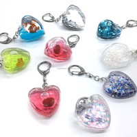 Porte-clés personnalisé en acrylique en forme de cœur, série animaux, avec liquide flottant, jouet, pendentif de sac, paillettes flottantes à l'intérieur avec cordon