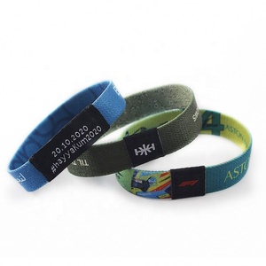 High Quality Advertising Gift Event High Woven Custom Fabric <b>Bracelet</b> <b>Elastic</b> for Wristband - Product Image 5