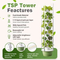 Système d'agriculture verticale commercial Tru-Spring à conception modulaire, 11 étages, 44 trous de plantation, tour hydroponique avec pompe pour utilisation en ferme