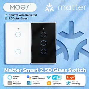 Moes Tuya Matter 2.5D เราสวิตช์ WIFI สมาร์ททำงานร่วมกับ <span class=keywords><strong>alexa</strong></span>/google home/apple/apple homekits/smartthings ต้องใช้สายไฟ - Product Image 1