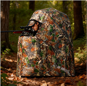 Abri <span class=keywords><strong>de</strong></span> chasse camouflage pliable avec fenêtre en maille à vue panoramique 360° pour la chasse au cerf et la surveillance <span class=keywords><strong>de</strong></span> la faune en toutes saisons - Product Image 1