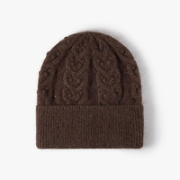 Bonnet en laine douce tricoté, chaud et à revers, style classique torsadé, pour femmes et hommes, gris confortable, OEM/ODM
