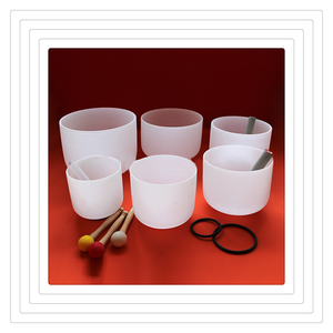 7pcs של סט C-D-E-F-G-A-B יוגה מדיטציה קול ריפוי לבן חלבית שירה קערת צ 'אקרה קוורץ קריסטל קערת שירה סט - Product Image 5