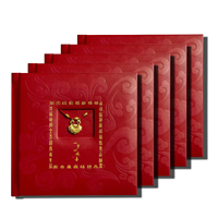 Album photo chinois porte-bonheur rouge en PU, 10 pouces, album de mariage 3D pop-up Dragon Phénix découpé en papier avec pendentif cadenas doré suspendu