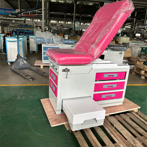 Table d'examen professionnelle de type américain pour obstétrique/gynécologie avec dossier à ressort à gaz et tiroirs de rangement pour centre de maternité - Product Image 2
