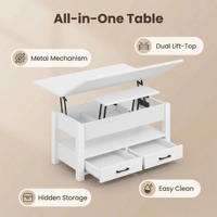 Table basse multifonctionnelle réglable en hauteur pour salon avec tiroir et compartiment caché, table à thé et à café et meuble TV