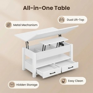 Mesa de Centro Multifuncional con Altura Ajustable, Mesa de Salón con Cajón y Compartimento Oculto, Mesa para Té y Café y <span class=keywords><strong>Mueble</strong></span> para <span class=keywords><strong>TV</strong></span> - Product Image 6