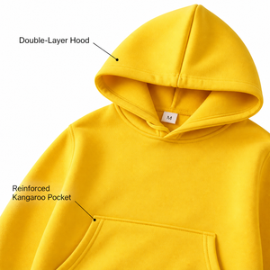 Premium Vibrant Yellow Long Two Piece Autumn Casual Fleece <b>Hoodie</b> Jogger Set Custom Logo Support Urban Streetwear Fashion - Product Image 5