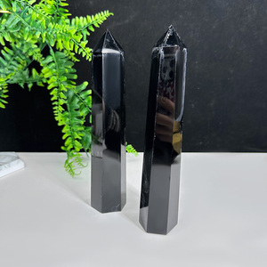 All'ingrosso di cristallo naturale nero di ossidiana punto di bacchetta spirituale pietra di guarigione grandi torri di ossidiana per la decorazione - Product Image 4