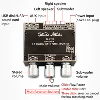   Carte d'amplification audio 2.1 canaux 50W+50W+100W/15W+15W+30W Subwoofer Bass AMP TWS Contrôle par application ZK-LT23