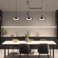 Lustre en verre linéaire de style italien moderne Éclairage minimaliste de salle à manger de luxe et de petites îles Taille de la lampe moyenne