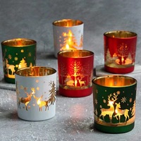 Porte-bougie en verre de Noël gravé électrolytiquement avec logo, décoratif pour la Chine WA22927