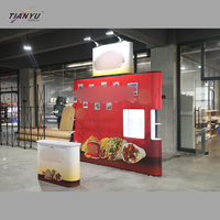 Stand de bannière portable robuste pour produits alimentaires, stand de boulangerie, toile de fond, présentoir pop-up 10x10 avec étagères