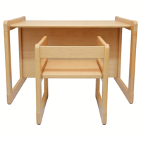Ensemble table et chaise Montessori pour tout-petits, table et chaise cube en bois massif naturel pour garçons et filles