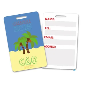 full colour print custom size PVC tags round corners luggage tag with strap