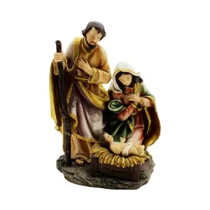 Aangepaste Hars Heilige Familie Sets Kerststal Standbeeld Voor Decoratie