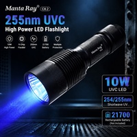 Lampe torche LED UVC 10W 254nm rechargeable 26650 à ondes courtes pour la détection de minéraux fluorescents et de pierres précieuses C8.2