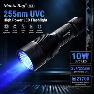 10W 254nm UVC LED Taschenlampe Wiederaufladbar 26650 Kurzwellen-UV-Lampe für Fluoreszenz-Mineralien, Gesteinsprospektion und Edelsteinerkennung C8.2 - Product Image 1
