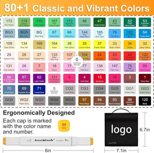 Set <span class=keywords><strong>di</strong></span> <span class=keywords><strong>Pennarelli</strong></span> Artistici AnyMark <span class=keywords><strong>a</strong></span> <span class=keywords><strong>Base</strong></span> Alcolica, Doppia Punta Pennello e Scalpello, 60+1 Colori, Valigetta per Artisti Adulti, Disegno e Colorazione - Product Image 6