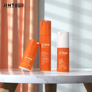 Botol pompa pengap PP plastik kemasan kosmetik oranye Matte kualitas tinggi untuk Perawatan Kulit Serum Wajah