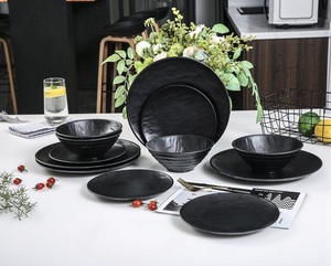 寿司ディナープレート黒陶器セラミックカラースクエアプラスチックプレート100% メラミン食器セット食器 - Product Image 4