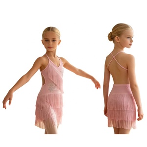 Vestidos de baile latino con flecos de pedrería para niñas, con volantes, borlas y espalda cruzada, disfraz de competición personalizado - Product Image 5