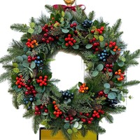 Karangan Bunga Natal Bahan PE Buatan Tangan 5080 cm Gaya Eropa Hiasan Gantung Pintu Jendela Hotel/Mall Resepsi Kreatif