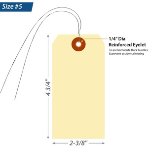 Blank <strong>Manila</strong> Shipping <strong>Tags</strong> with Wire Thick Prewired Cardstock <strong>Tag</strong> Paper Hang <strong>Tags</strong> with Reinforced Fiber Patch - Product Image 3