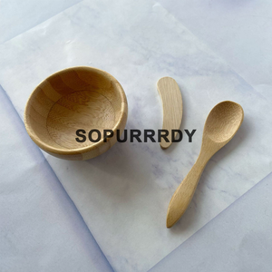 Juego de tazón de bambú con logotipo personalizado, tazón natural ecológico con cuchara y cepillo facial con mango de madera, kit de limpieza facial manual - Product Image 4