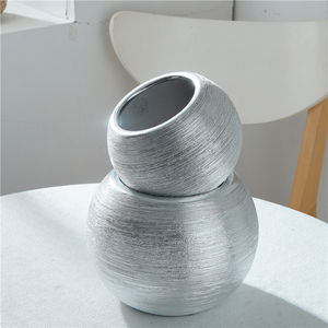 <span class=keywords><strong>Vase</strong></span> de fleurs en forme de boule d'argent, décoration nordique vintage de luxe, support de table en <span class=keywords><strong>céramique</strong></span>, <span class=keywords><strong>vase</strong></span> à fleurs ikeba - Product Image 2