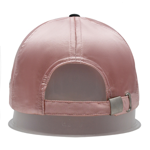 Hai tông màu đen Mũ bóng chày satin màu hồng với miếng vá thêu - Product Image 6