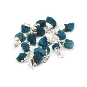 Mode argent plaqué bricolage connecteur breloques naturel rugueux néon apatite pierres précieuses bijoux composants résultats de bijoux - Product Image 2