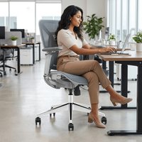 Chaise de Direction Ergonomique Pivotante à Dossier Mi-haut en Maille, Confort Incurvé, Soutien Lombaire, Chaise d'Ordinateur Exécutive pour Bureau
