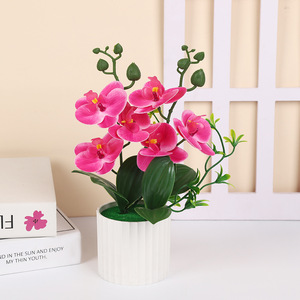 Arreglo de Plantas Artificiales Transfronterizo con una Orquídea Phalaenopsis en Forma de Bonsái con Flores Artificiales en 3D - Product Image 5