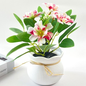 Bonsaï artificiel Jinhe en fleurs de soie blanches et roses, 20 cm, style nordique, plante en pot décorative, ornement pour la maison - Product Image 1