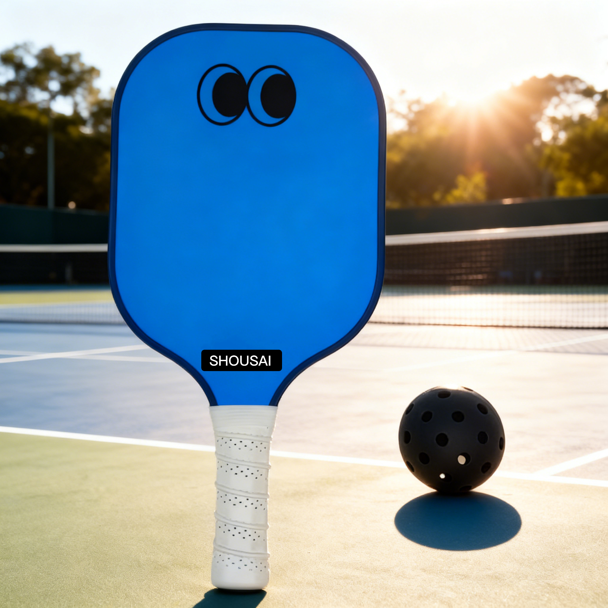 Blue Smile Face Beginner Racket - Lightweight Glass Fiber PP Honeycomb Core, Easy-Control Pickleball Paddle
