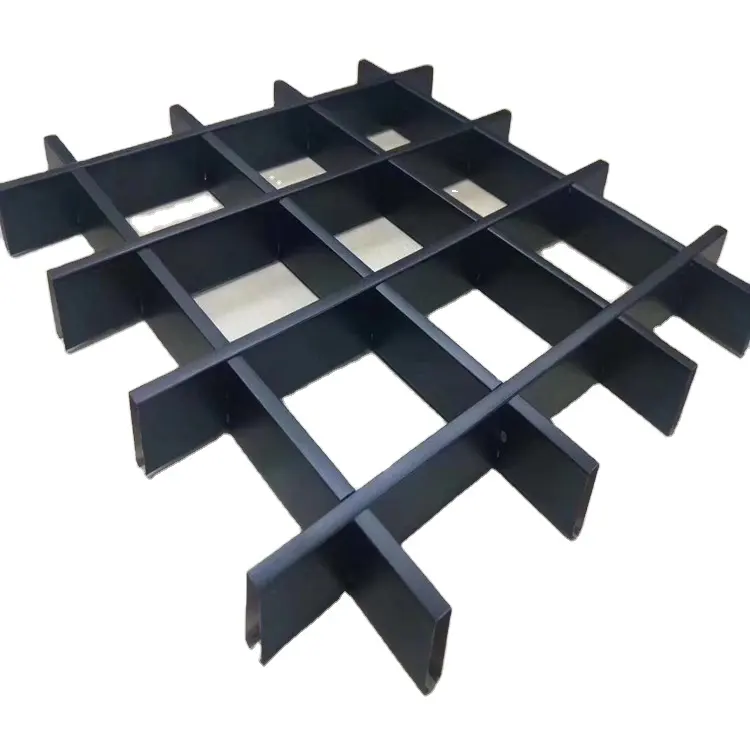 מכירות חמות סורג מתכת שחור עץ תקרה סוג אלומיניום רשת אריחי תקרה תלויים
