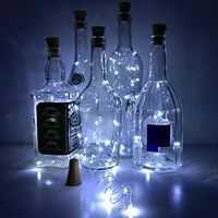 Lumières de bouteille de vin TSINYE 10 LED 1M avec bouchon, mini guirlandes lumineuses solaires, pour Noël, mariage, chambre, festival, discothèque