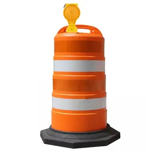 Highway driveway Orange plastic road construction commander traffic control reflective channelize drum safety traffic barrels