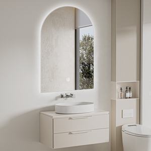 Espejo de baño iluminado con marco acrílico de arco con Interruptor táctil decoración del hogar para baño y uso en hoteles - Product Image 4